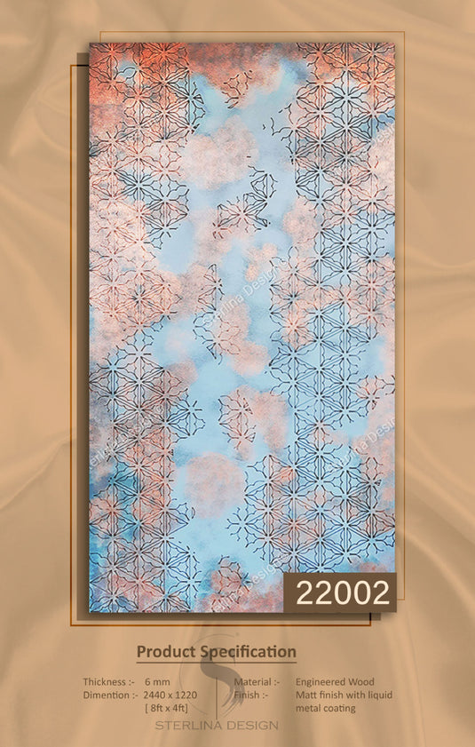 22002 Stelio 8 ft x 4 ft Matte Finish With Liquid Metal Coating HDF Art Panel - 6 mm