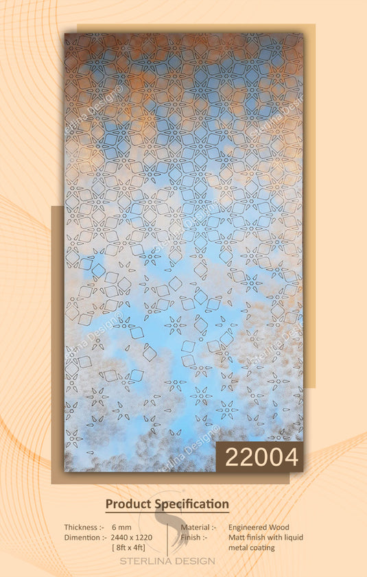 22004 Stelio 8 ft x 4 ft Matte Finish With Liquid Metal Coating HDF Art Panel - 6 mm
